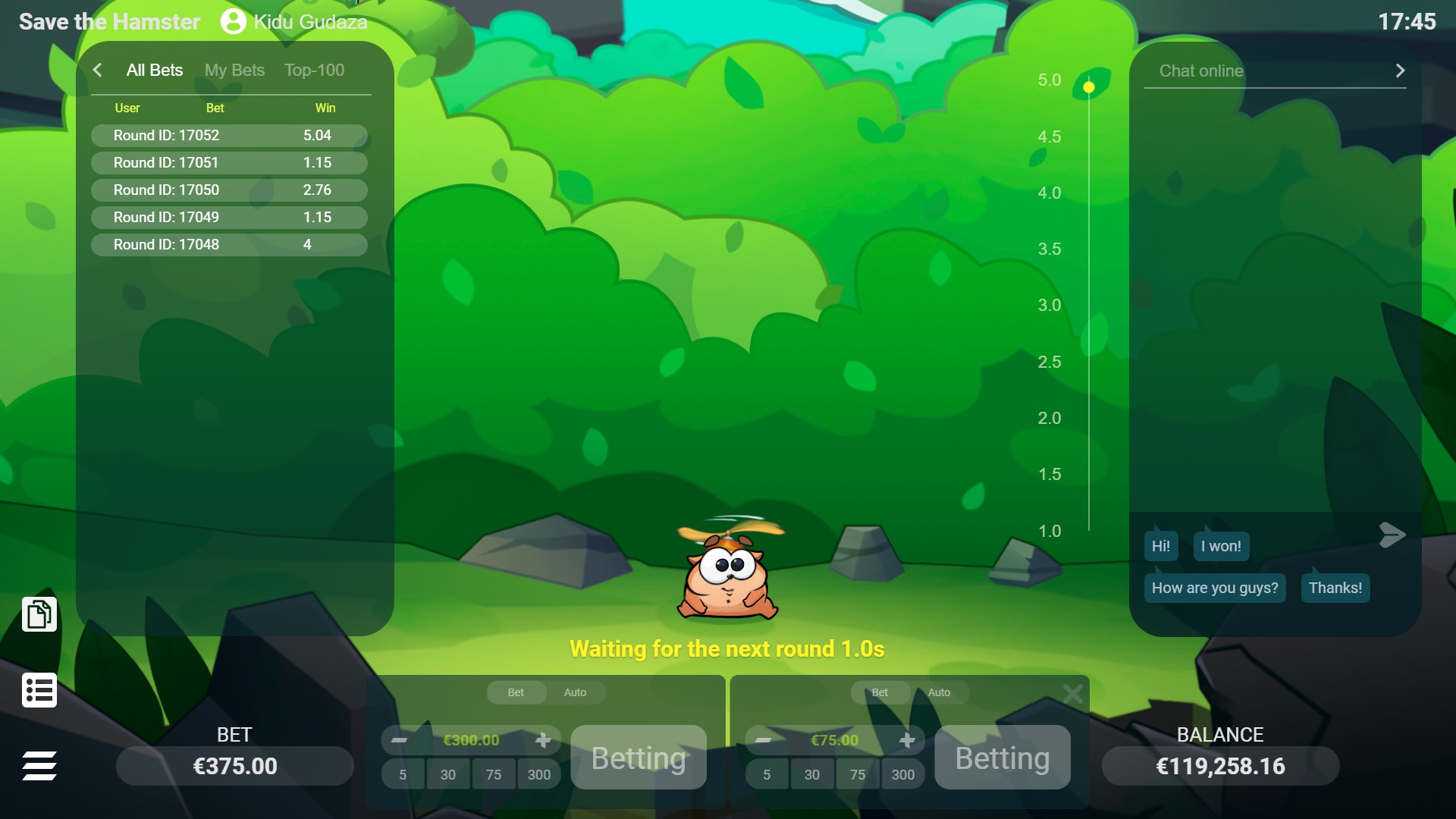 Save The Hamster game Interface